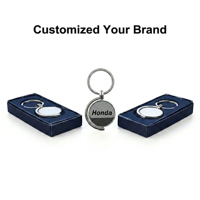 Rotating spinning metal keychain
