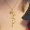 Customized Gold-Toned Floral Pendant Necklace