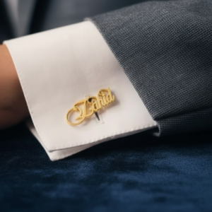 CUSTOMIZED PREMIUM GOLD NAME CUFFLINK.