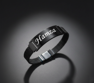 CUSTOMIZED BLACK STAINLESS-STEEL NAME BRACELET
