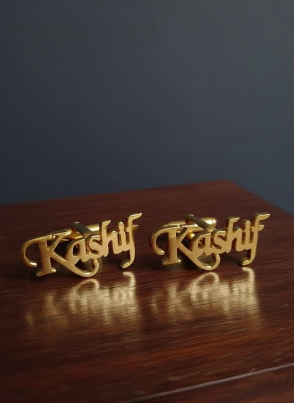 CUSTOMIZED GOLD-PLATED NAME CUFFLINKS