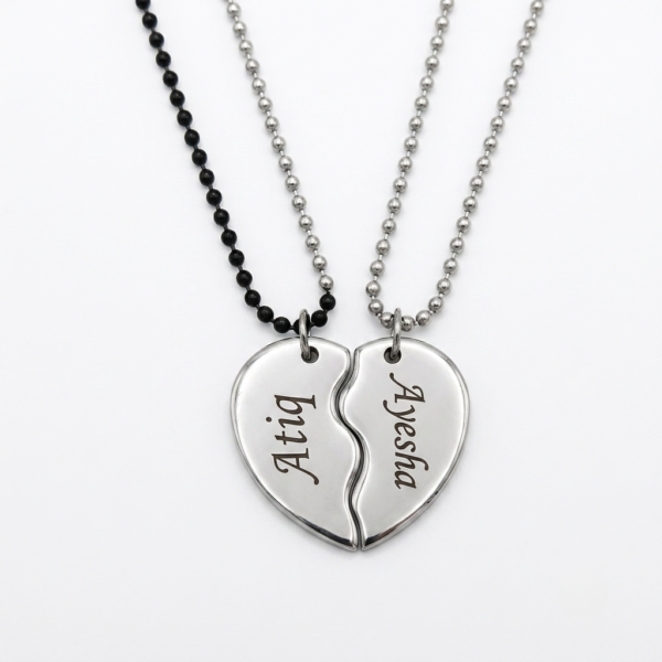 Customized Heart-Split Couple Necklace