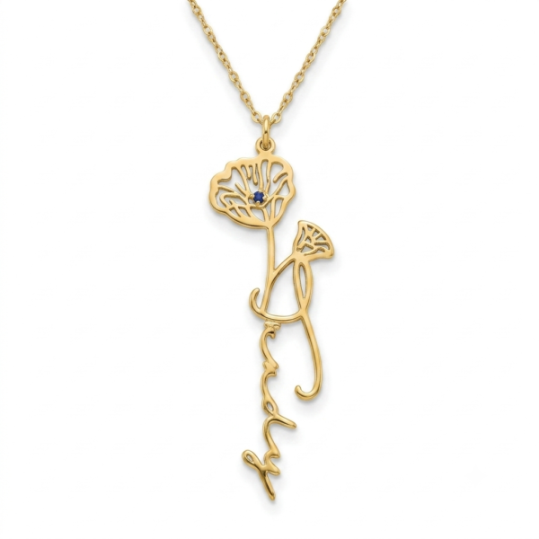 Customized Gold-Toned Floral Pendant Necklace
