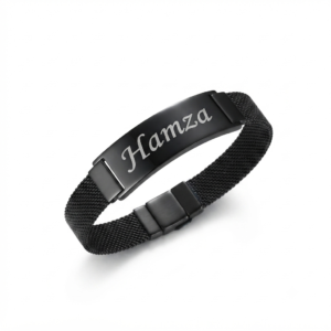 Customized Black Stainless-Steel Name Bracelet